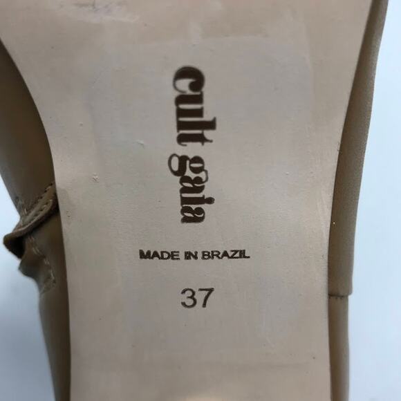 Cult Gaia Daylee Boot 6.5 Stacked Pebble Heel Leather Zipper Ankle Bootie Camel - Picture 10 of 11